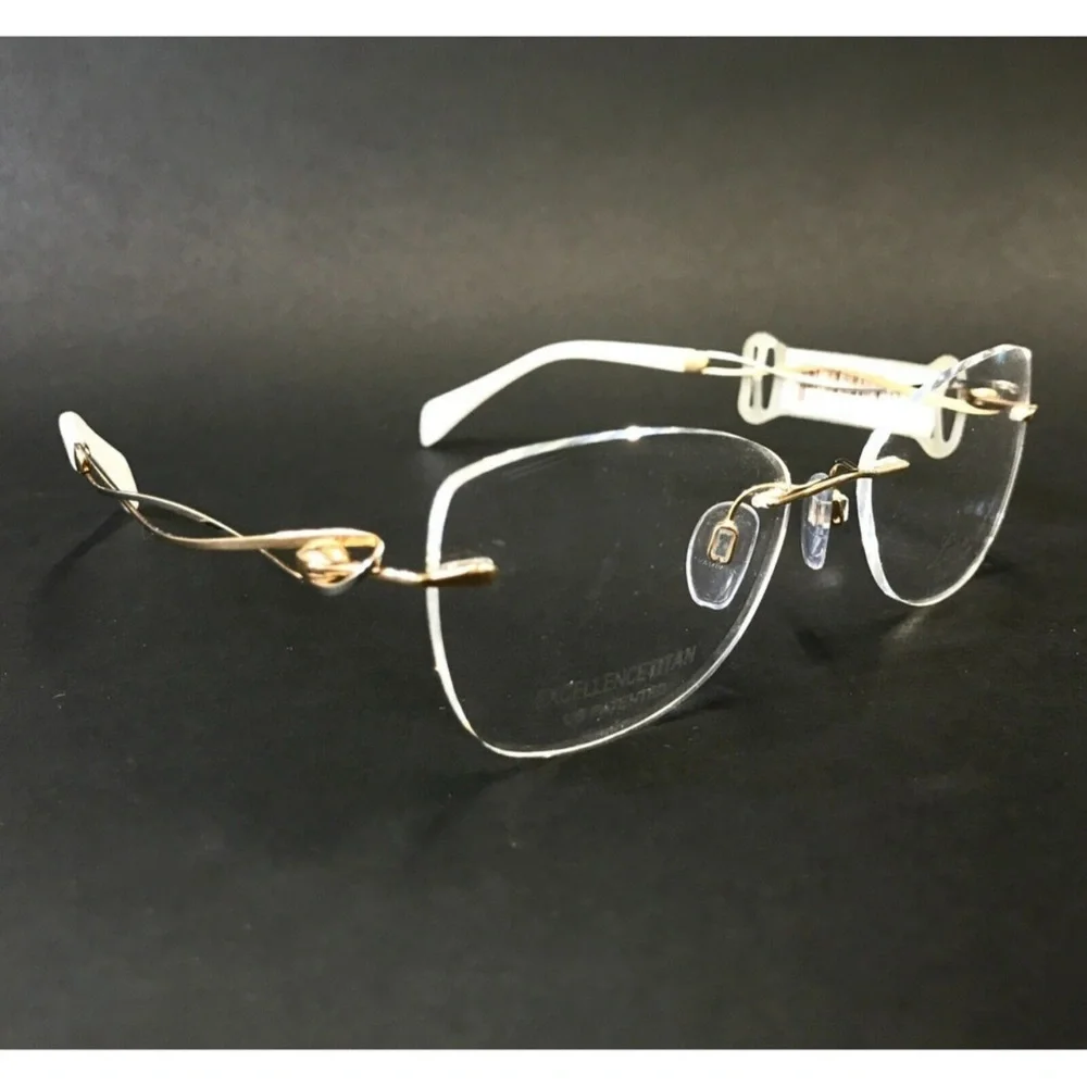 Line Art by Charmant Eyeglasses Frames XL2147 GW Titanium Gold Rimless 51-17-135